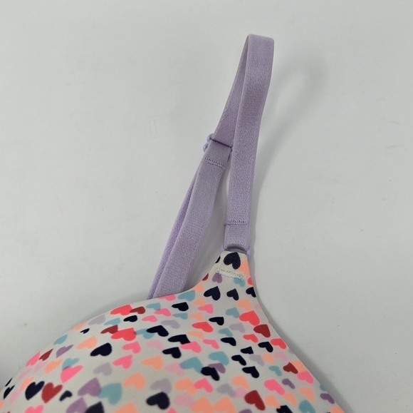 VICTORIA'S SECRET PUSH UP BRA LILAC PURPLE MULTI-COLORED HEART DESIGN WOMEN 34B - Picture 4 of 12